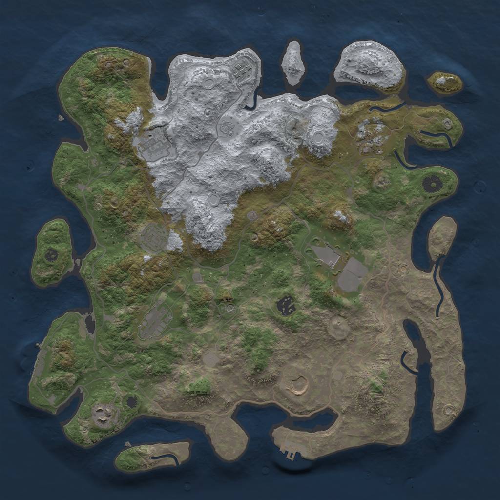 Rust Map: Procedural Map, Size: 4000, Seed: 445395, 16 Monuments