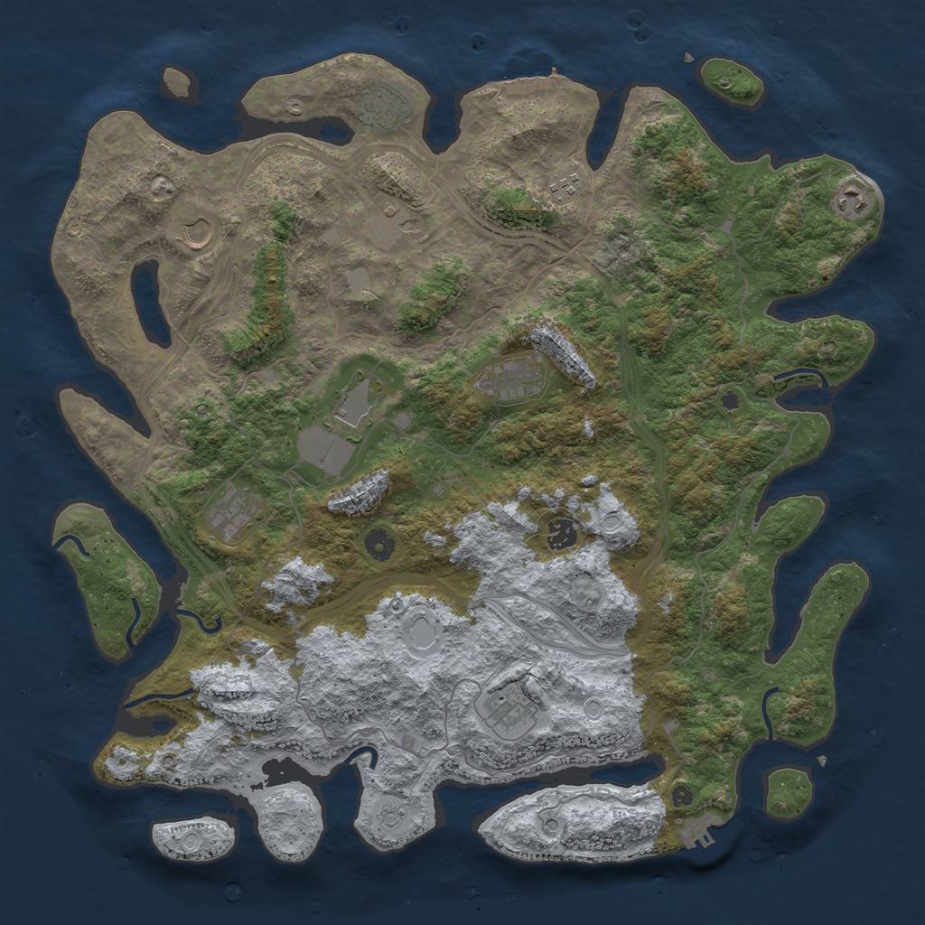 Rust Map: Procedural Map, Size: 4500, Seed: 655503481, 17 Monuments
