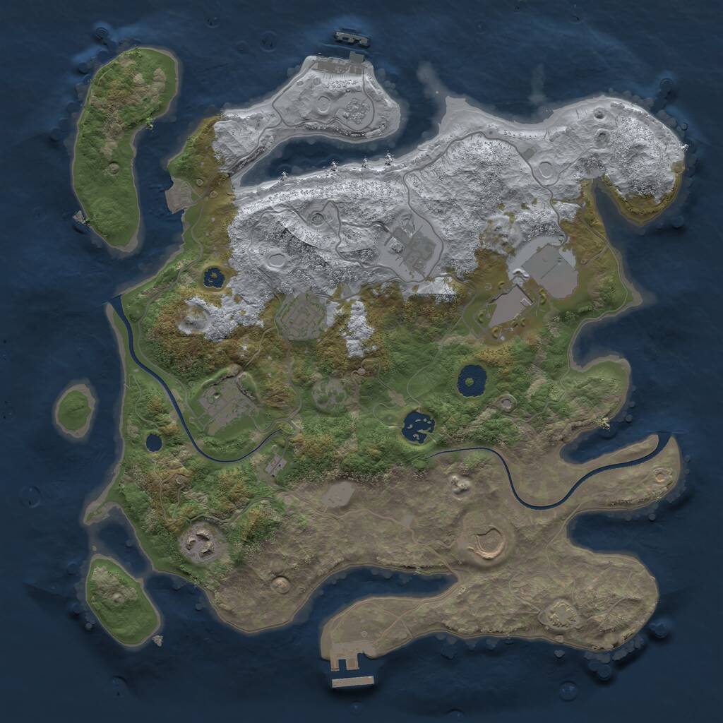 Rust Map: Procedural Map, Size: 3500, Seed: 1255142052, 13 Monuments