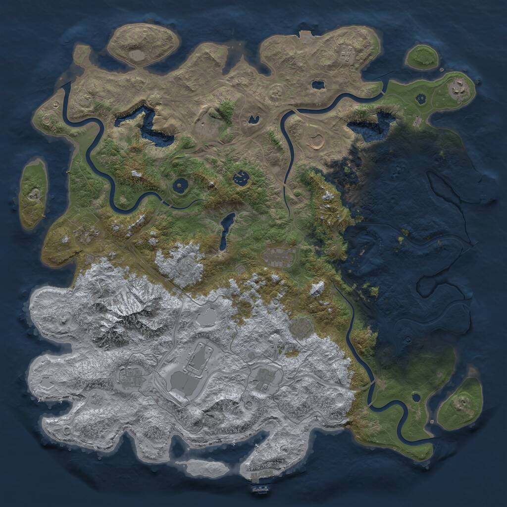 Rust Map: Procedural Map, Size: 5000, Seed: 2145307037, 17 Monuments
