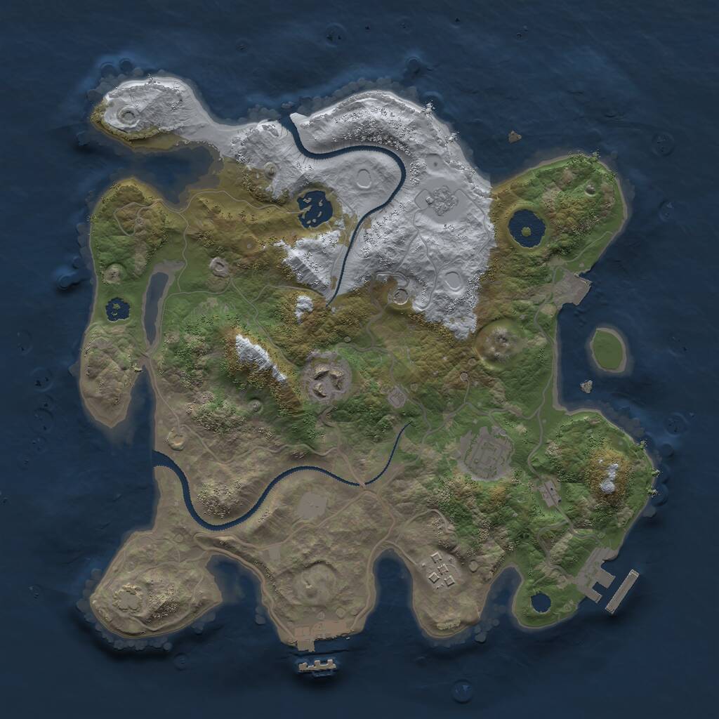 Rust Map: Procedural Map, Size: 3000, Seed: 1213185736, 10 Monuments