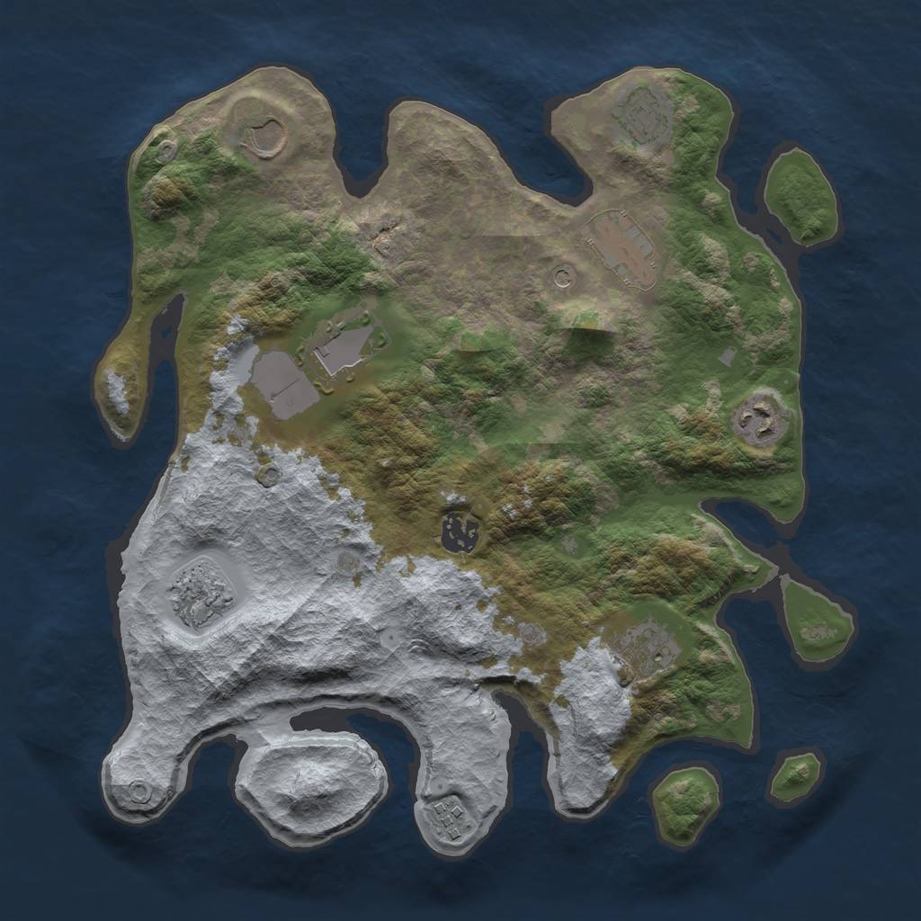 Rust Map: Barren, Size: 3500, Seed: 2080401633, 12 Monuments