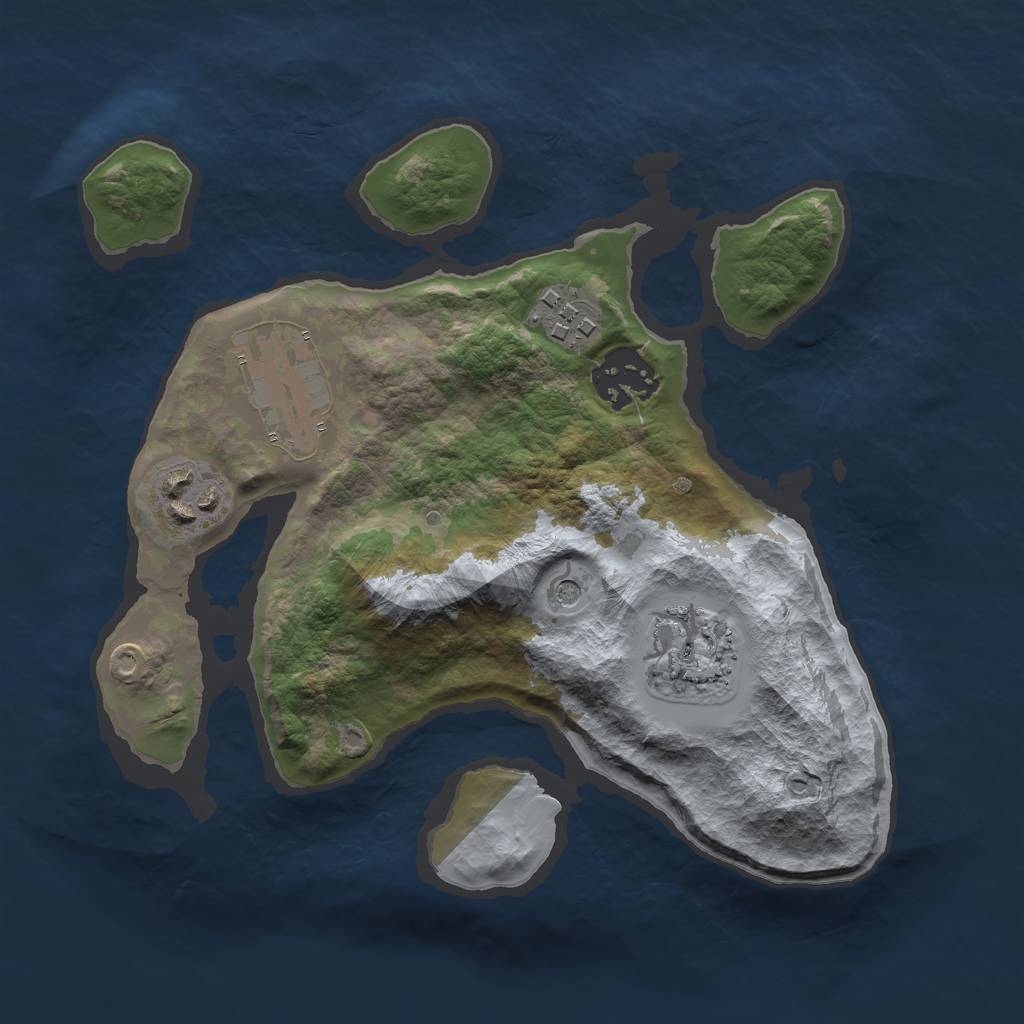 Rust Map: Barren, Size: 2500, Seed: 254487149, 8 Monuments
