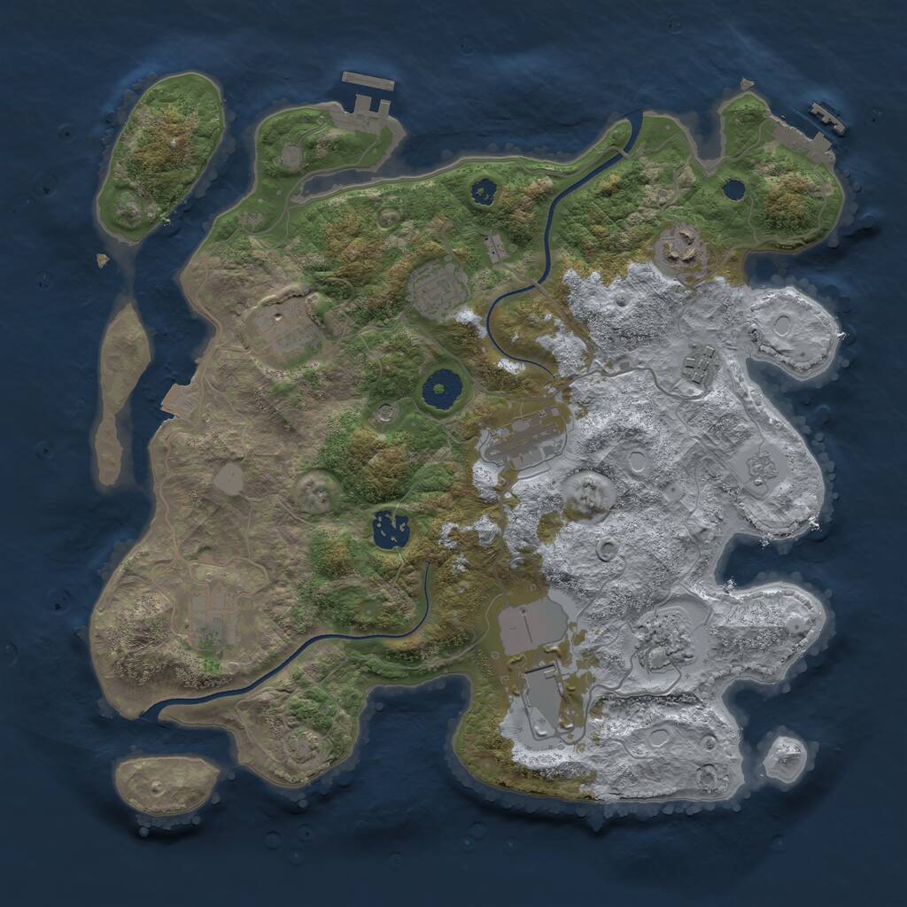 Rust Map: Procedural Map, Size: 3500, Seed: 1259575917, 15 Monuments