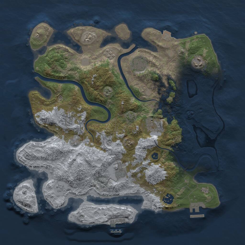 Rust Map: Procedural Map, Size: 3500, Seed: 1998192757, 13 Monuments