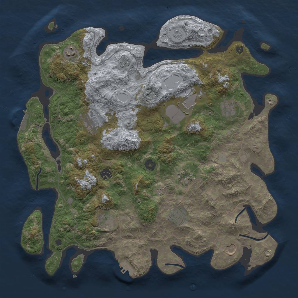Rust Map: Procedural Map, Size: 4001, Seed: 345242, 17 Monuments