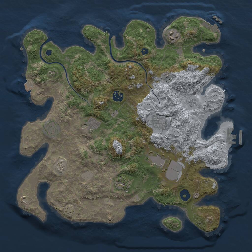 Rust Map: Procedural Map, Size: 3500, Seed: 4149, 13 Monuments