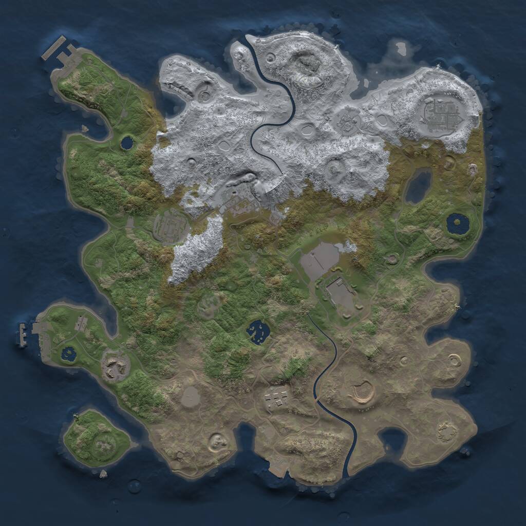 Rust Map: Procedural Map, Size: 3500, Seed: 717905, 14 Monuments