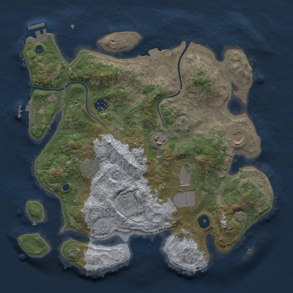 Rust Map: Procedural Map, Size: 3500, Seed: 79349917, 12 Monuments