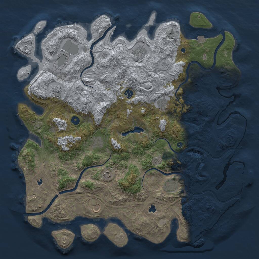 Rust Map: Procedural Map, Size: 4500, Seed: 19840115, 16 Monuments