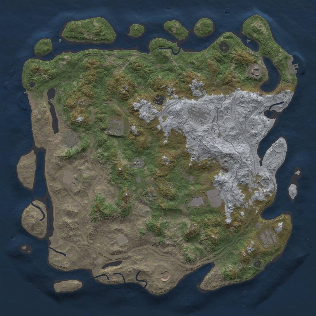 Rust Map: Procedural Map, Size: 4500, Seed: 356763211, 18 Monuments
