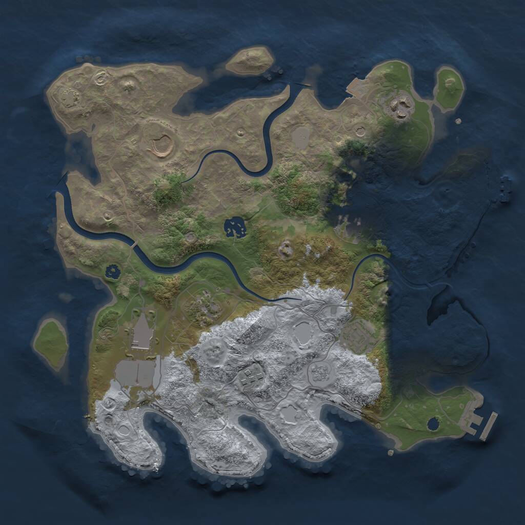 Rust Map: Procedural Map, Size: 3500, Seed: 64016975, 14 Monuments