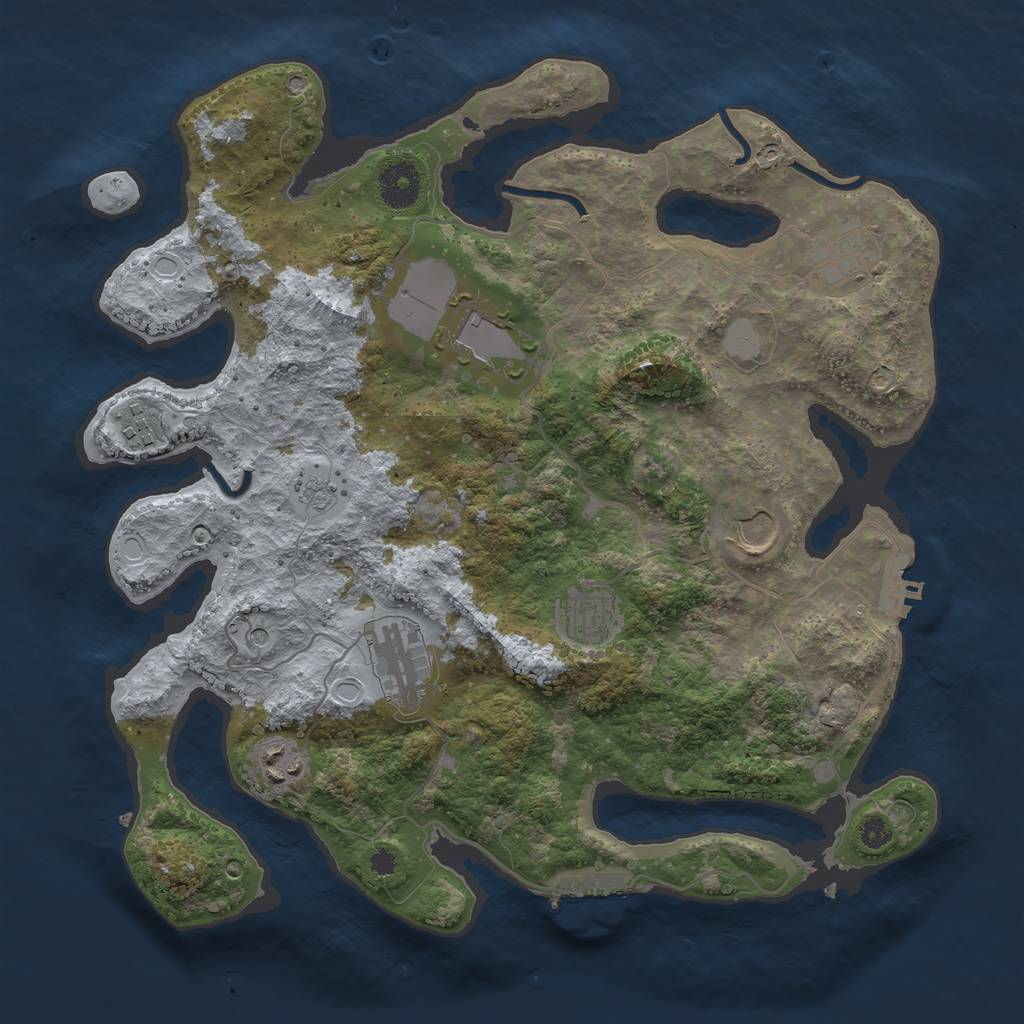 Rust Map: Procedural Map, Size: 3500, Seed: 1444943705, 14 Monuments