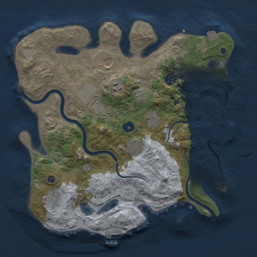 Rust Map: Procedural Map, Size: 3500, Seed: 607213300, 15 Monuments