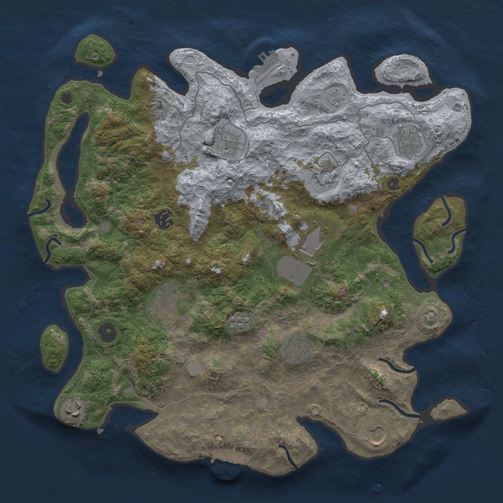 Rust Map: Procedural Map, Size: 4000, Seed: 2084640961, 17 Monuments