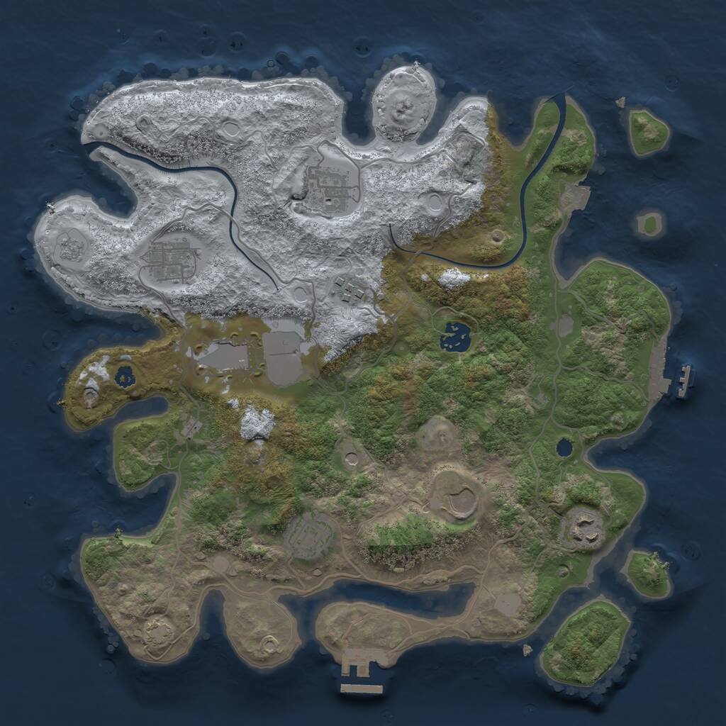 Rust Map: Procedural Map, Size: 3500, Seed: 174197907, 14 Monuments