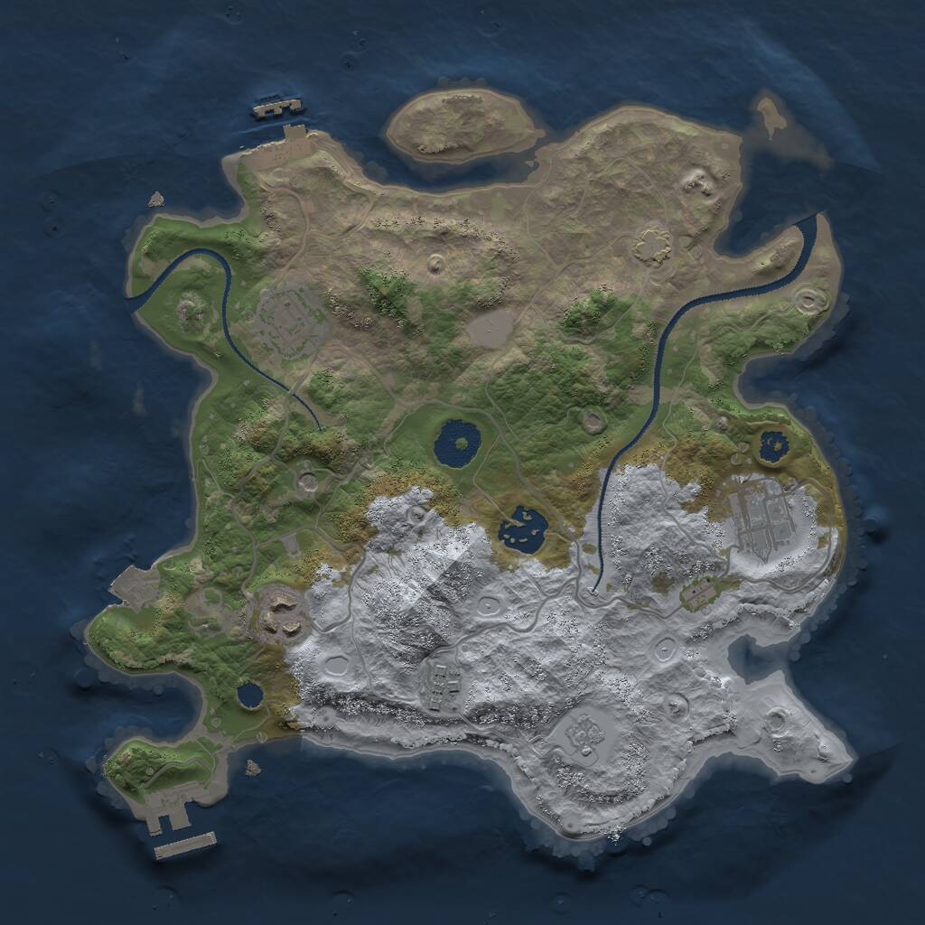 Rust Map: Procedural Map, Size: 3000, Seed: 20190614, 11 Monuments