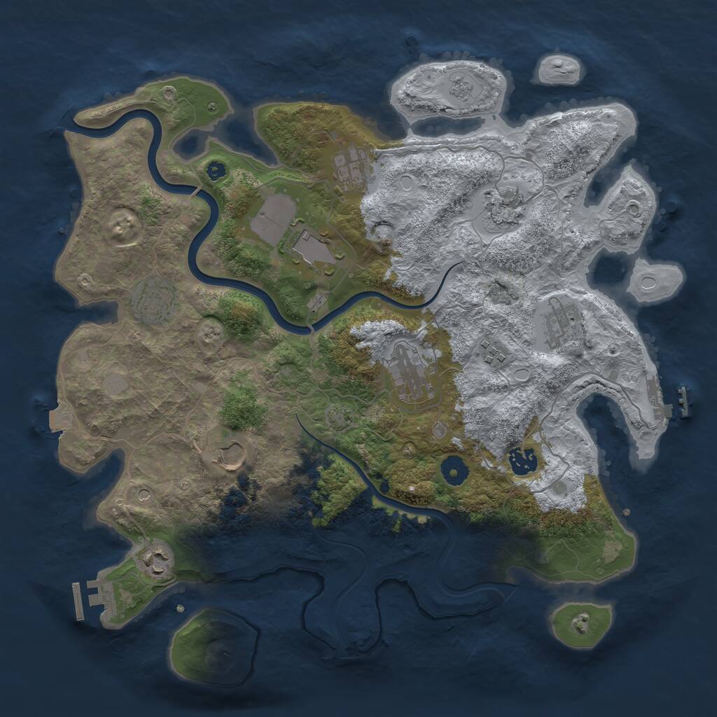 Rust Map: Procedural Map, Size: 3800, Seed: 801124, 16 Monuments