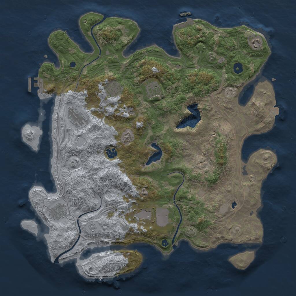Rust Map: Procedural Map, Size: 4250, Seed: 1382896674, 14 Monuments