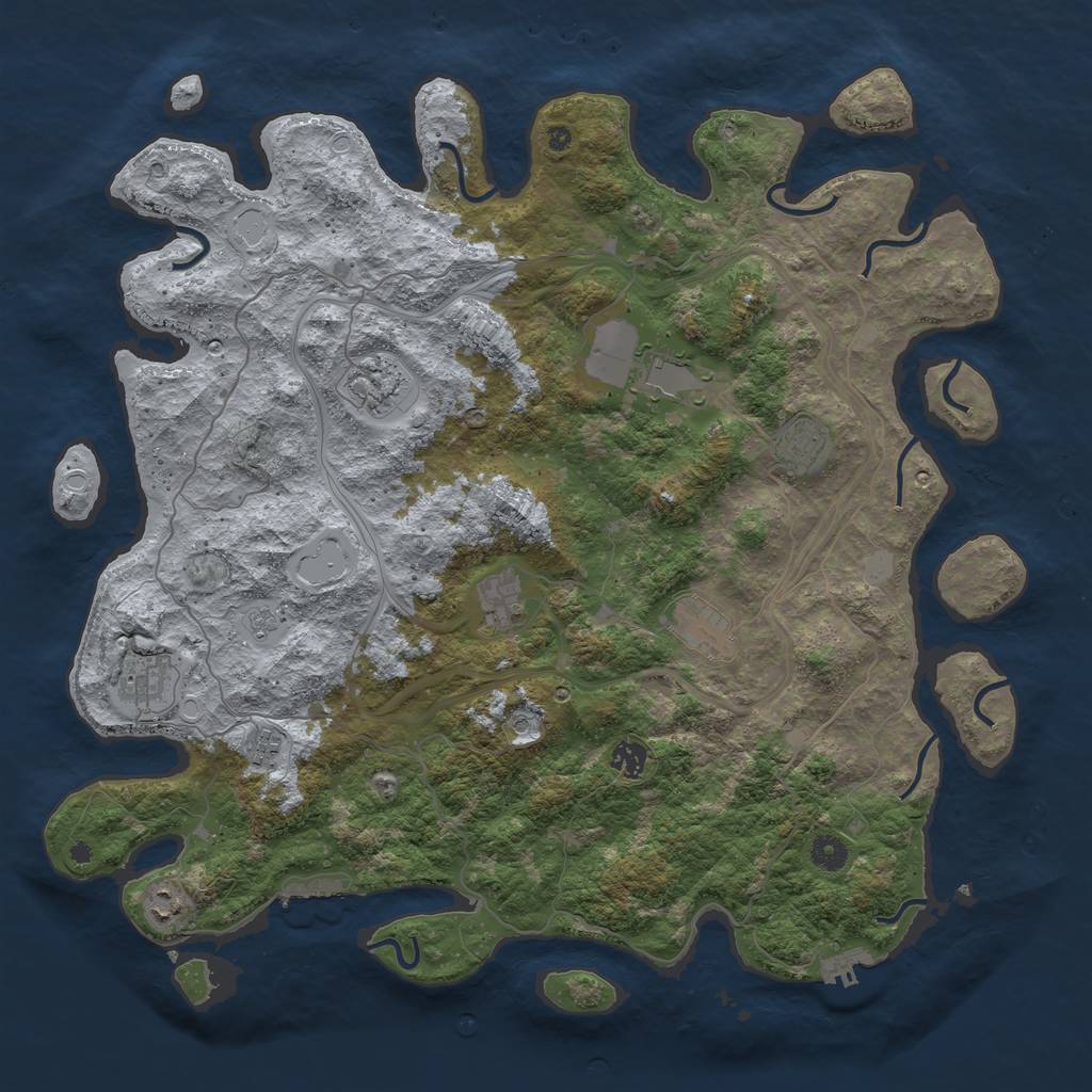 Rust Map: Procedural Map, Size: 4500, Seed: 632271578, 16 Monuments
