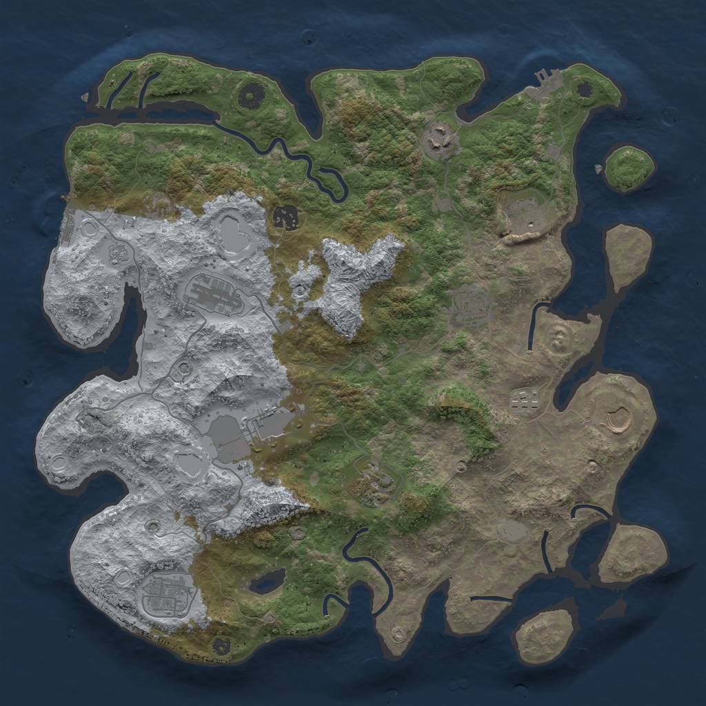 Rust Map: Procedural Map, Size: 3999, Seed: 27, 17 Monuments