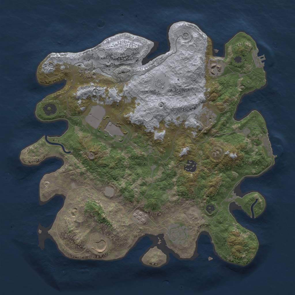 Rust Map: Procedural Map, Size: 3500, Seed: 2092161623, 15 Monuments