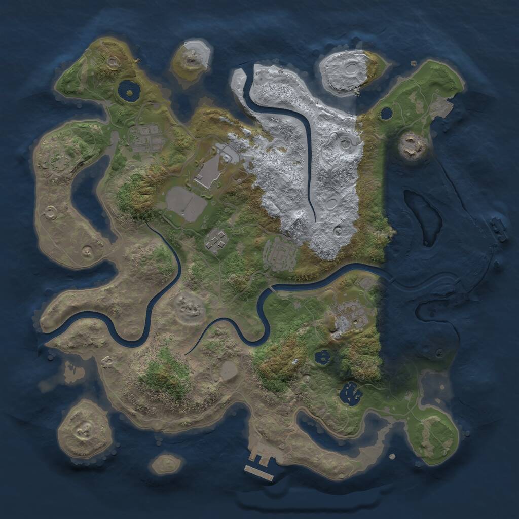 Rust Map: Procedural Map, Size: 3500, Seed: 348079, 12 Monuments