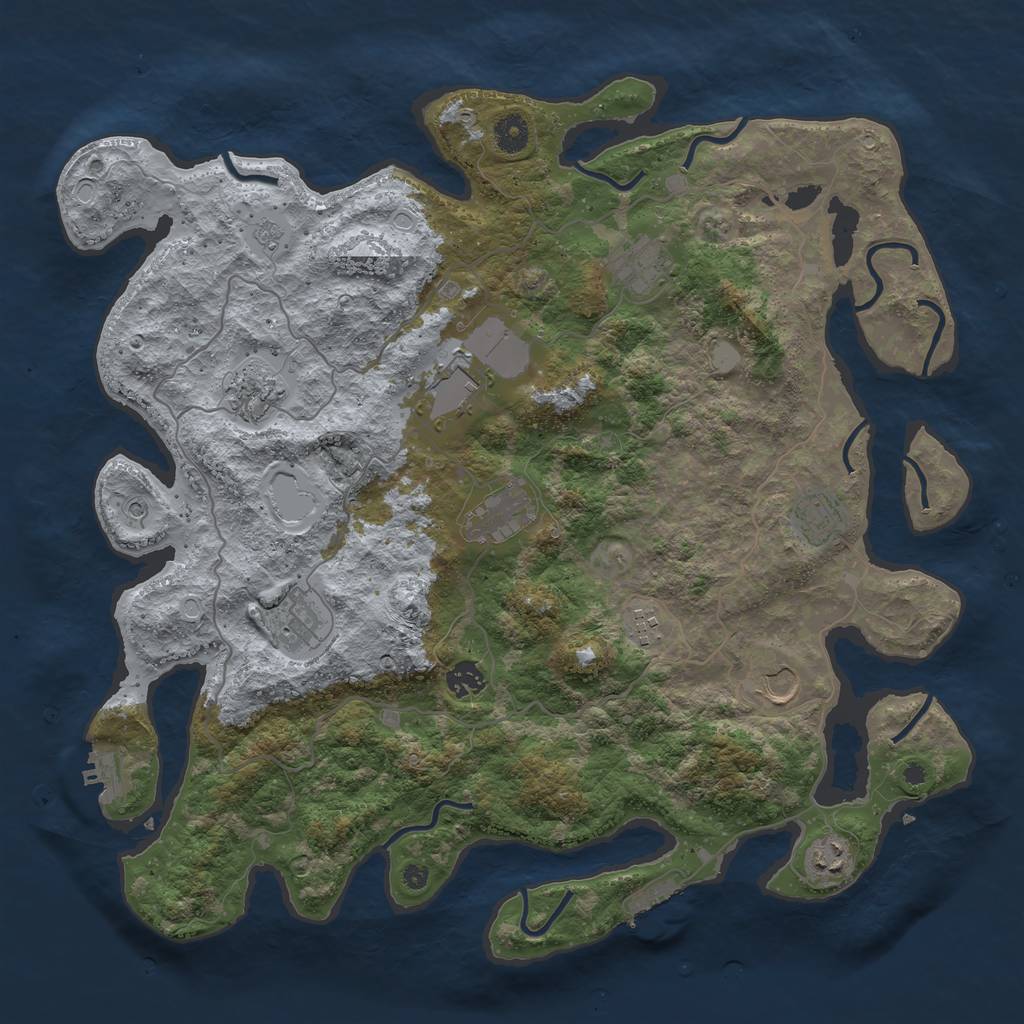 Rust Map: Procedural Map, Size: 4200, Seed: 766932, 17 Monuments
