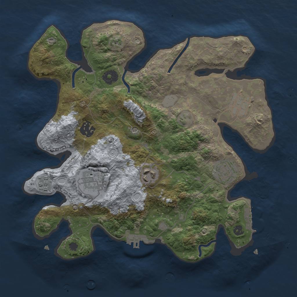 Rust Map: Procedural Map, Size: 3000, Seed: 24328, 12 Monuments