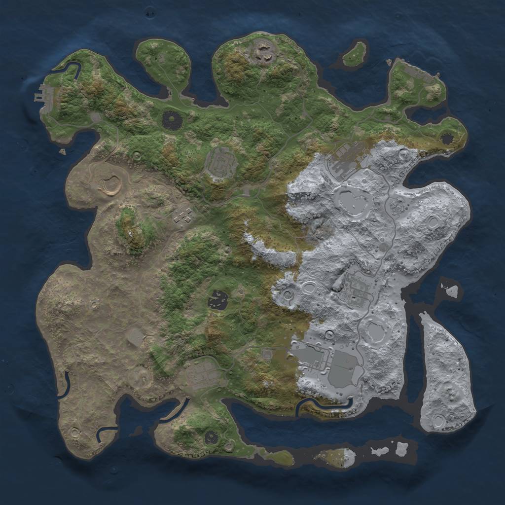 Rust Map: Procedural Map, Size: 3750, Seed: 828765299, 16 Monuments