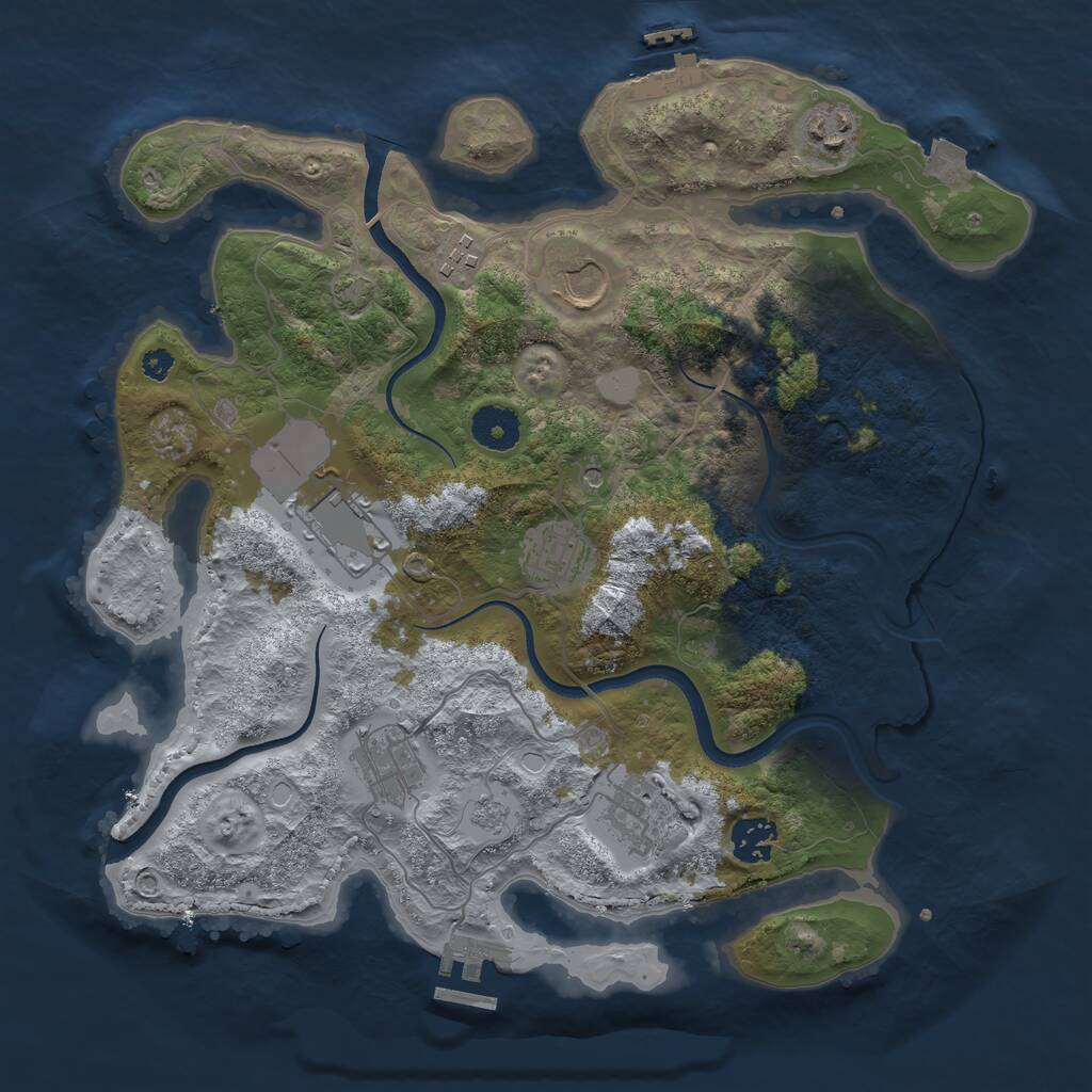 Rust Map: Procedural Map, Size: 3500, Seed: 982819307, 14 Monuments