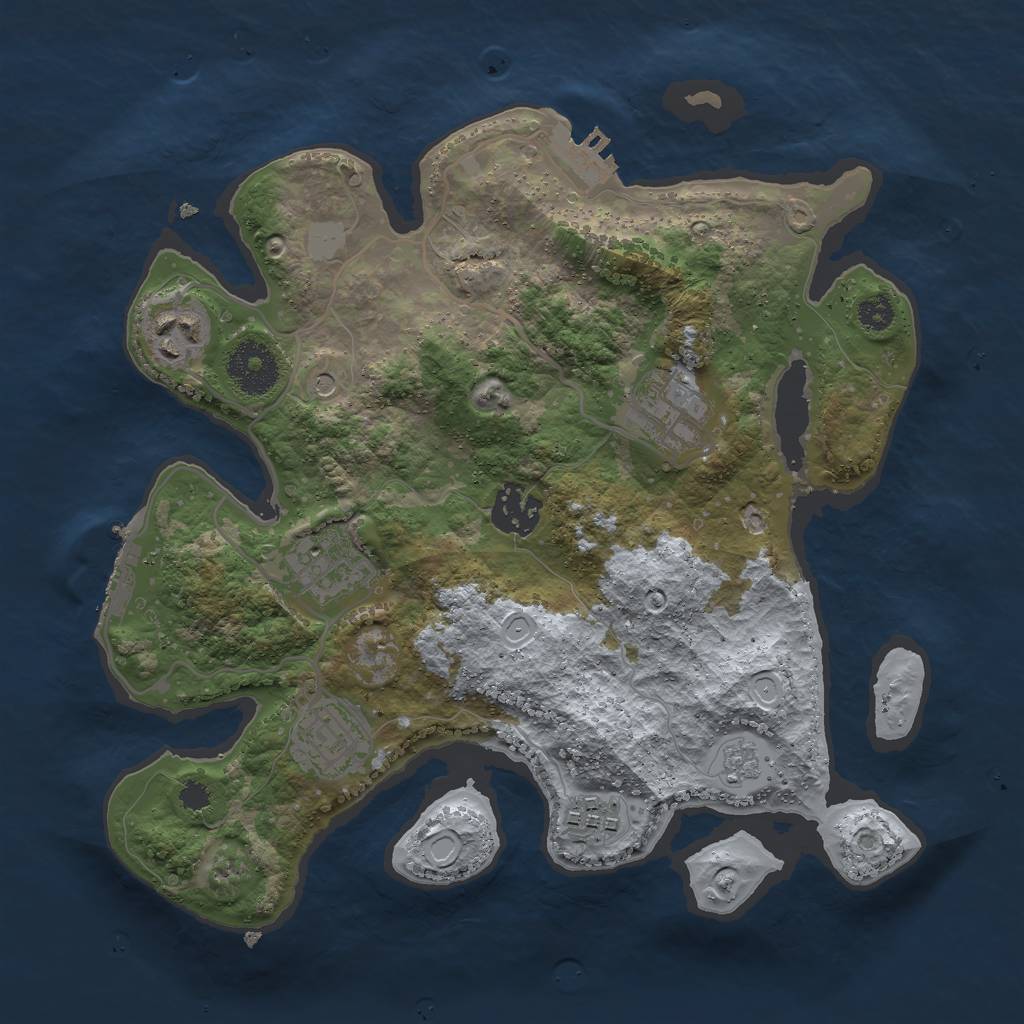 Rust Map: Procedural Map, Size: 3000, Seed: 499326485, 13 Monuments
