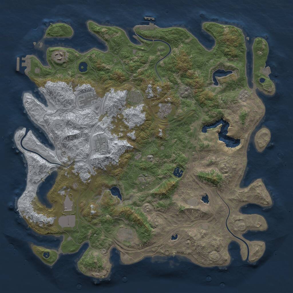 Rust Map: Procedural Map, Size: 4500, Seed: 648795173, 16 Monuments