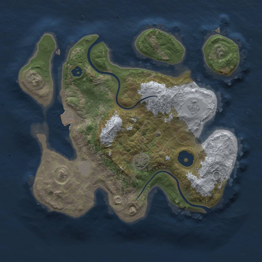 Rust Map: Procedural Map, Size: 2500, Seed: 285635838, 3 Monuments