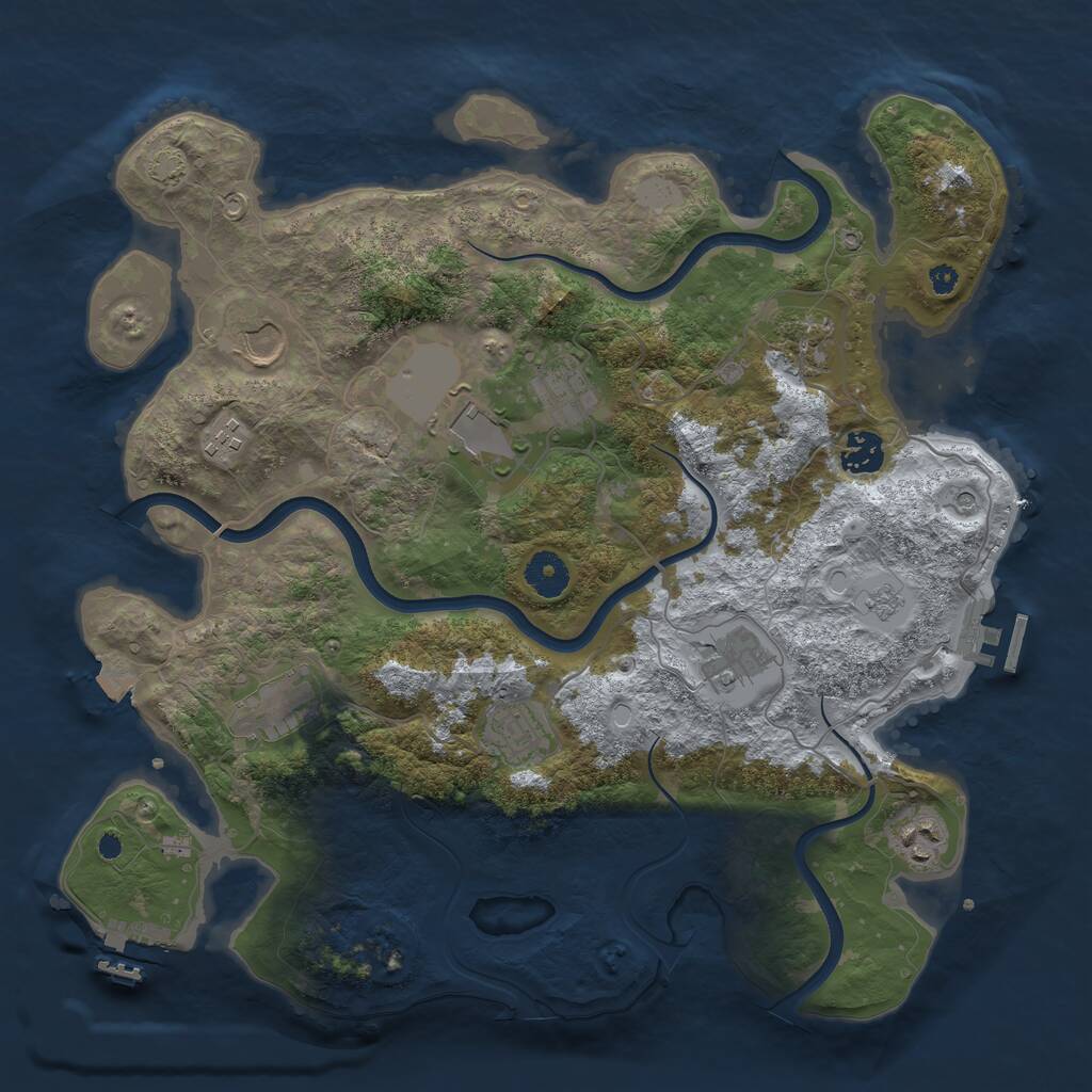 Rust Map: Procedural Map, Size: 3750, Seed: 33342359, 16 Monuments