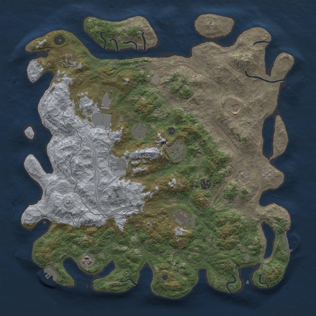 Rust Map: Procedural Map, Size: 4500, Seed: 429049466, 17 Monuments