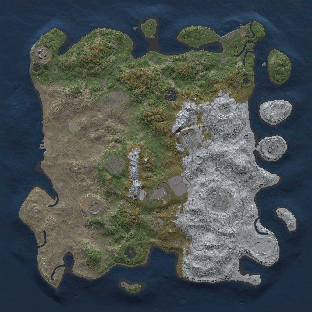 Rust Map: Procedural Map, Size: 4000, Seed: 38983156, 17 Monuments
