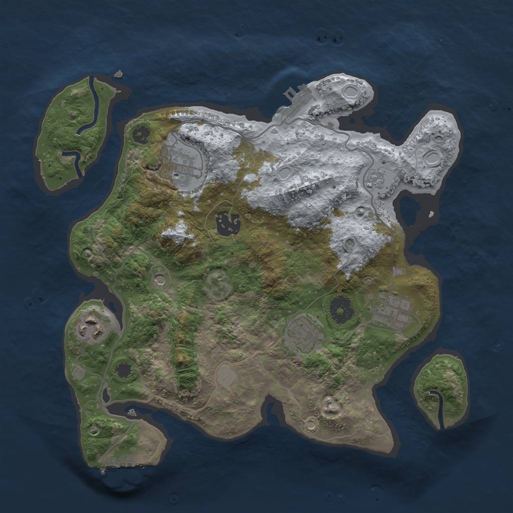Rust Map: Procedural Map, Size: 3000, Seed: 27277, 12 Monuments