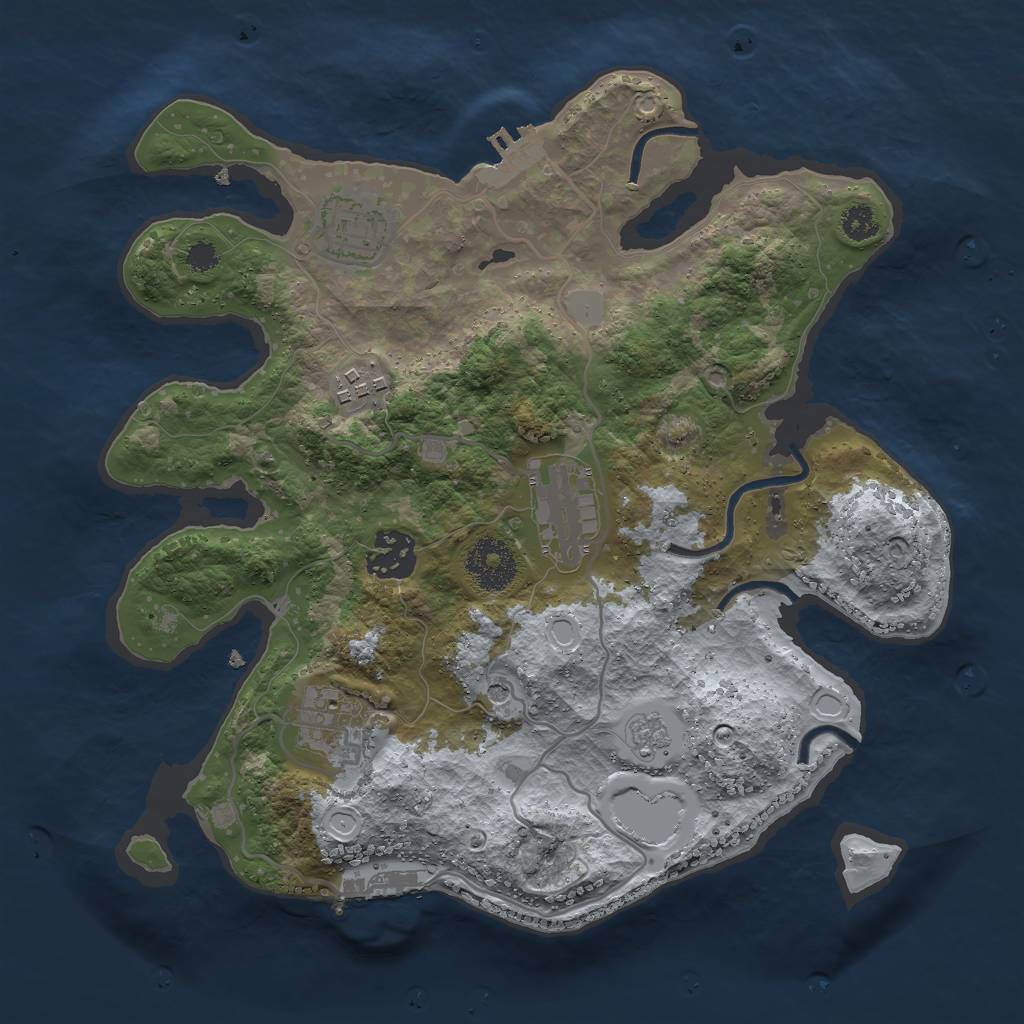 Rust Map: Procedural Map, Size: 3000, Seed: 690016999, 12 Monuments