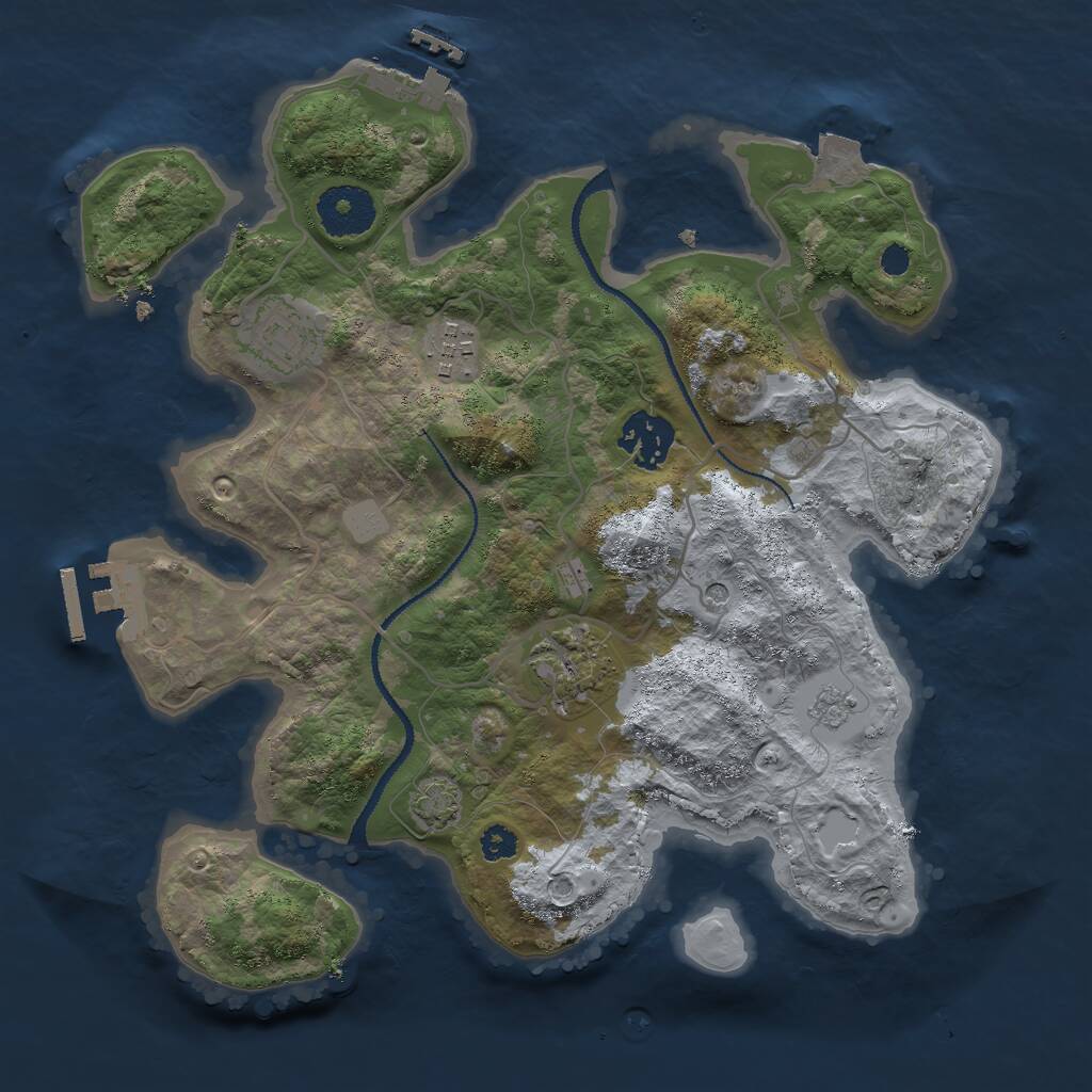 Rust Map: Procedural Map, Size: 3000, Seed: 31729, 10 Monuments