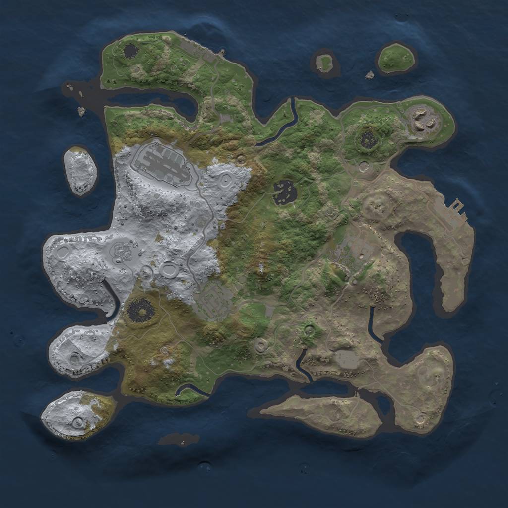 Rust Map: Procedural Map, Size: 3000, Seed: 22769, 12 Monuments