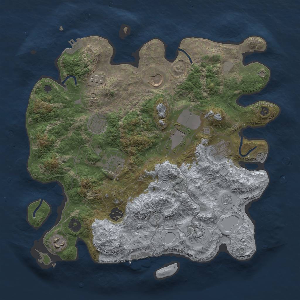 Rust Map: Procedural Map, Size: 3500, Seed: 735544305, 16 Monuments