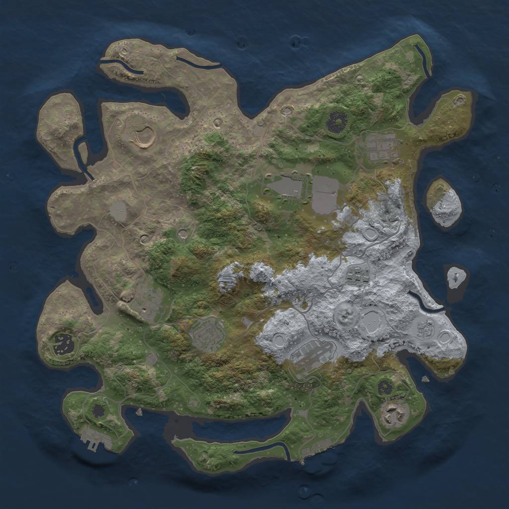 Rust Map: Procedural Map, Size: 3500, Seed: 423680597, 16 Monuments