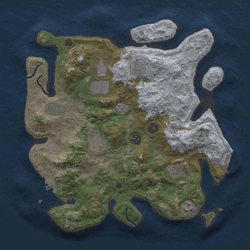 Rust Map: Procedural Map, Size: 3500, Seed: 1226077058, 15 Monuments