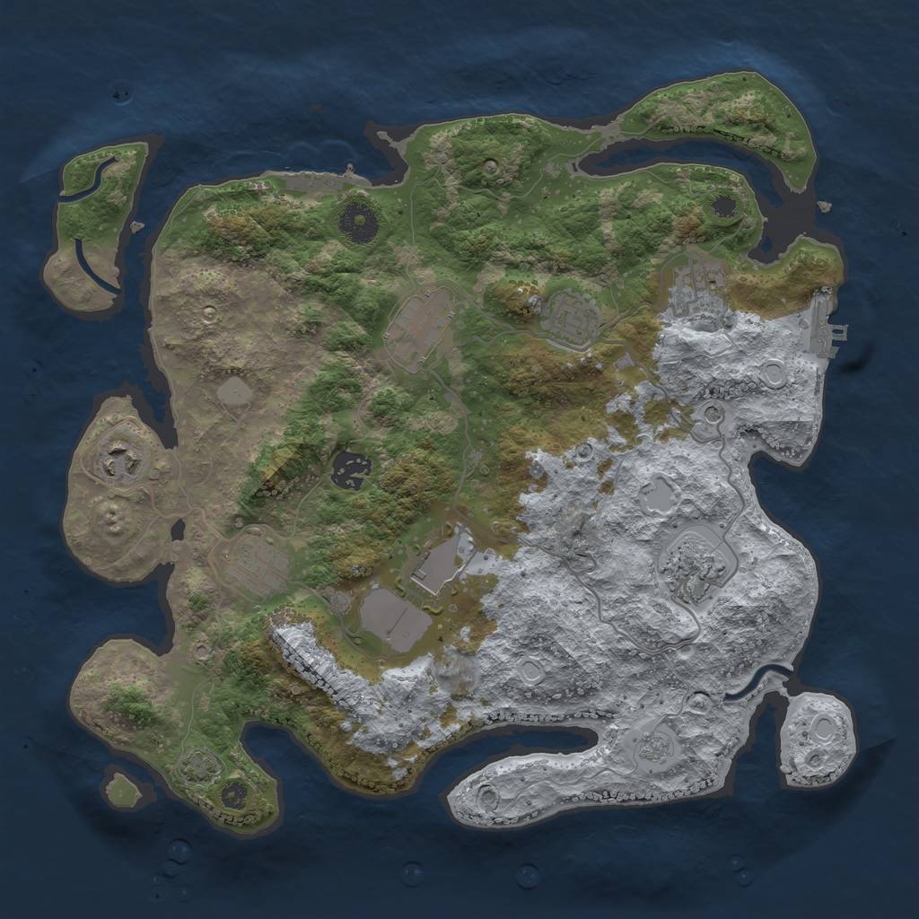 Rust Map: Procedural Map, Size: 3500, Seed: 363754, 16 Monuments