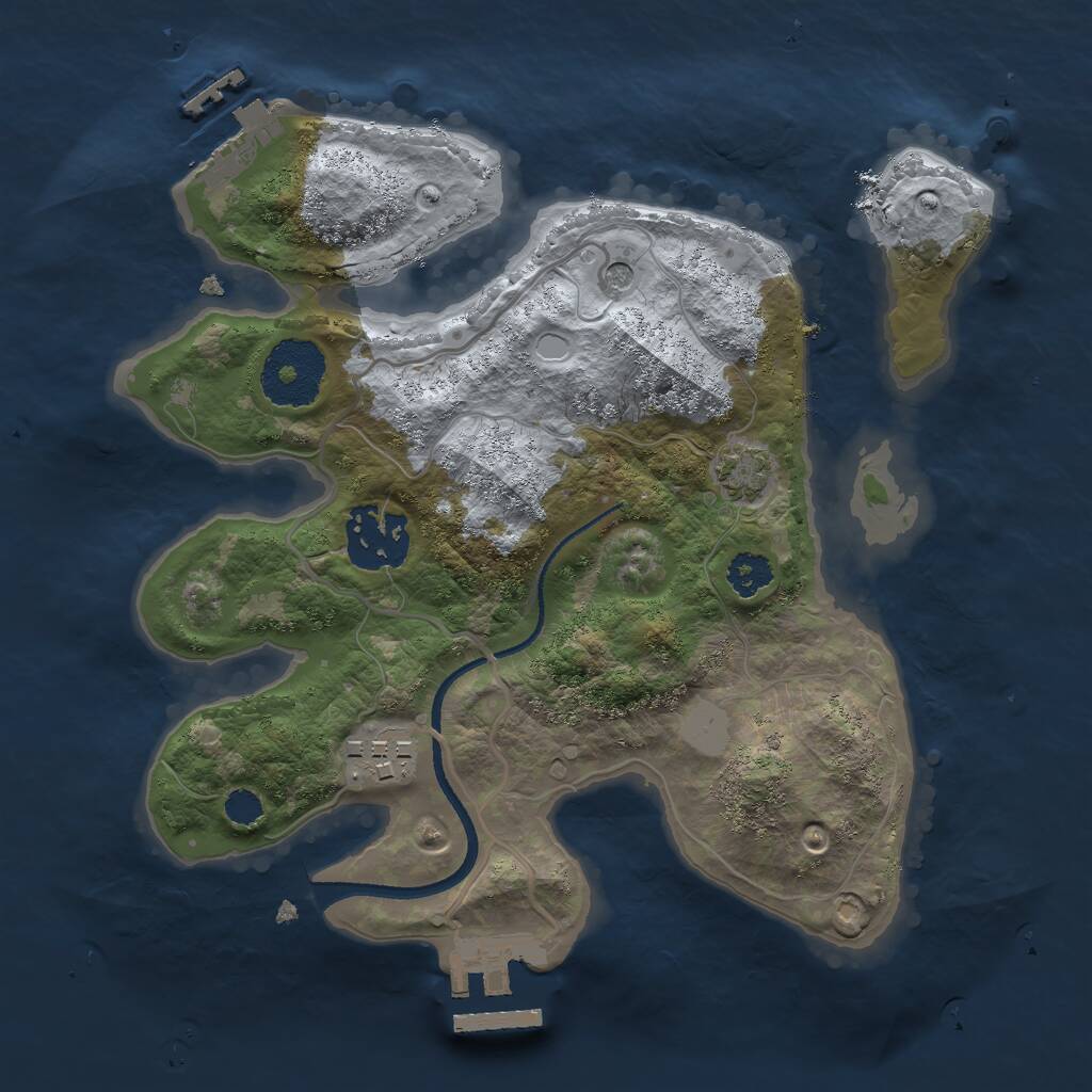 Rust Map: Procedural Map, Size: 2490, Seed: 54677883, 7 Monuments