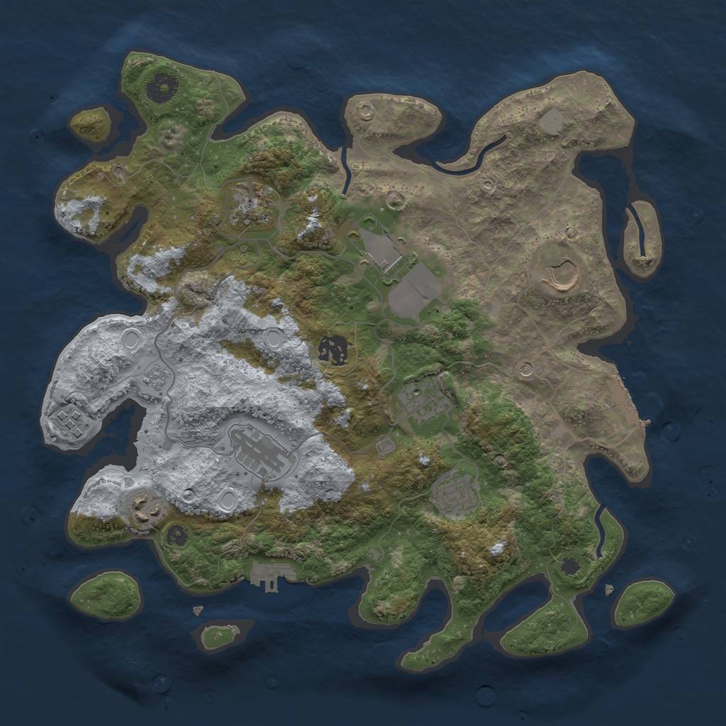 Rust Map: Procedural Map, Size: 3500, Seed: 1408004571, 16 Monuments