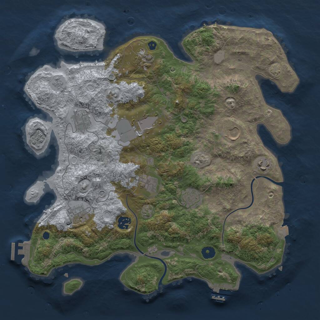Rust Map: Procedural Map, Size: 3700, Seed: 492673439, 16 Monuments