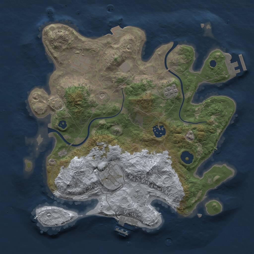 Rust Map: Procedural Map, Size: 3000, Seed: 596554094, 10 Monuments