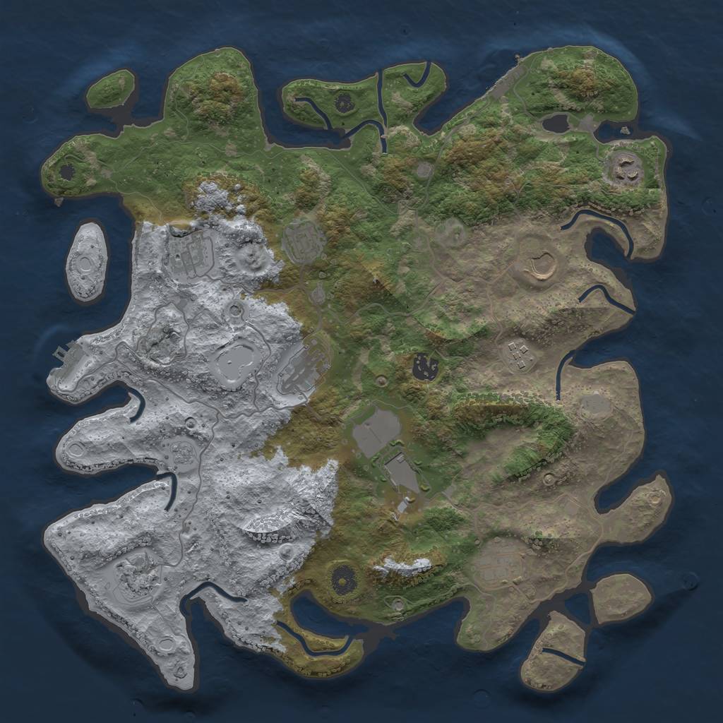 Rust Map: Procedural Map, Size: 3950, Seed: 86564, 17 Monuments